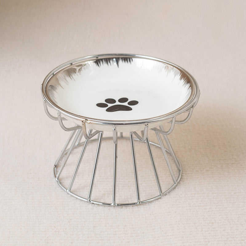 Modern Paw Print Jewelry Dish with Metal Stand | Elevated Trinket Tray (Home Decor)